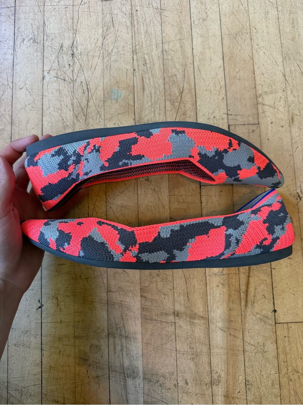 RARE ROTHY's Neon Camo The Point Flat Knit Shoe Limited Edition Retired US 10 - Picture 6 of 13